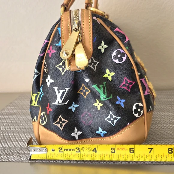Louis Vuitton Black Monogram Multicolor Murakami Gold Studded Courtney Satchel - Picture 15 of 15